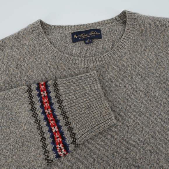 Brooks Brothers Mens XL Sweater Gray Merino Wool Blend Knit Crew Neck - Picture 1 of 7